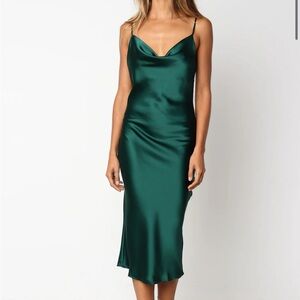 Elegant Green Satin Slip Dress